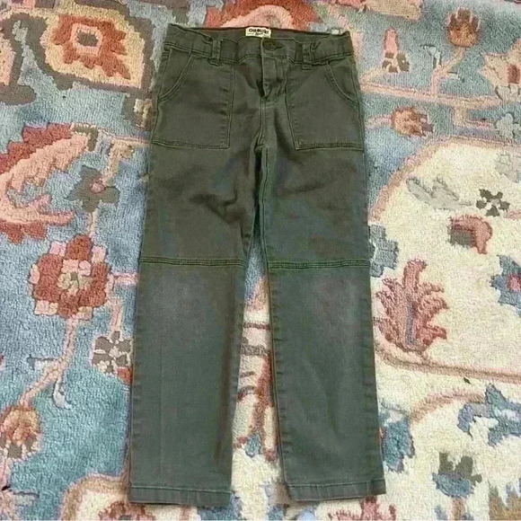 OshKosh B’gosh boy fall utility olive green skinny fitted jeans no flaws size 5 - Picture 1 of 3